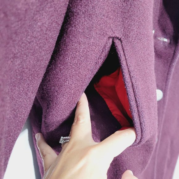 Balimel Vintage Plum Double Breasted Coquette Jacket Wool Blend Lined Elegance - Picture 14 of 15